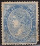 Spain 1867 Queen Isabel II 4 Cu Azul Edifil 88. esp 88 1. Subida por susofe